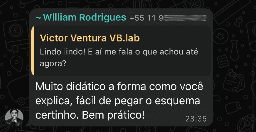 Depoimento de aluno